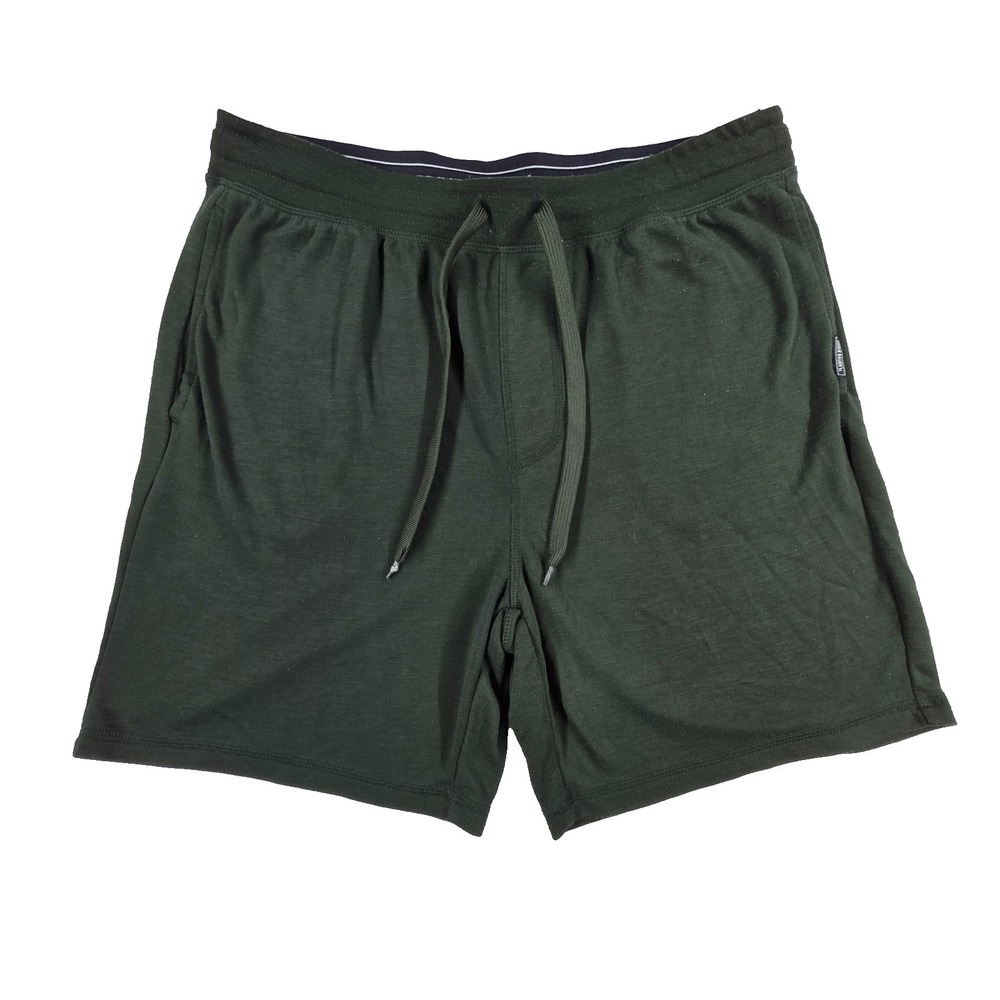 Eddie Bauer Lounge Mens Shorts Forest Green Elastic Waist Pockets Size L